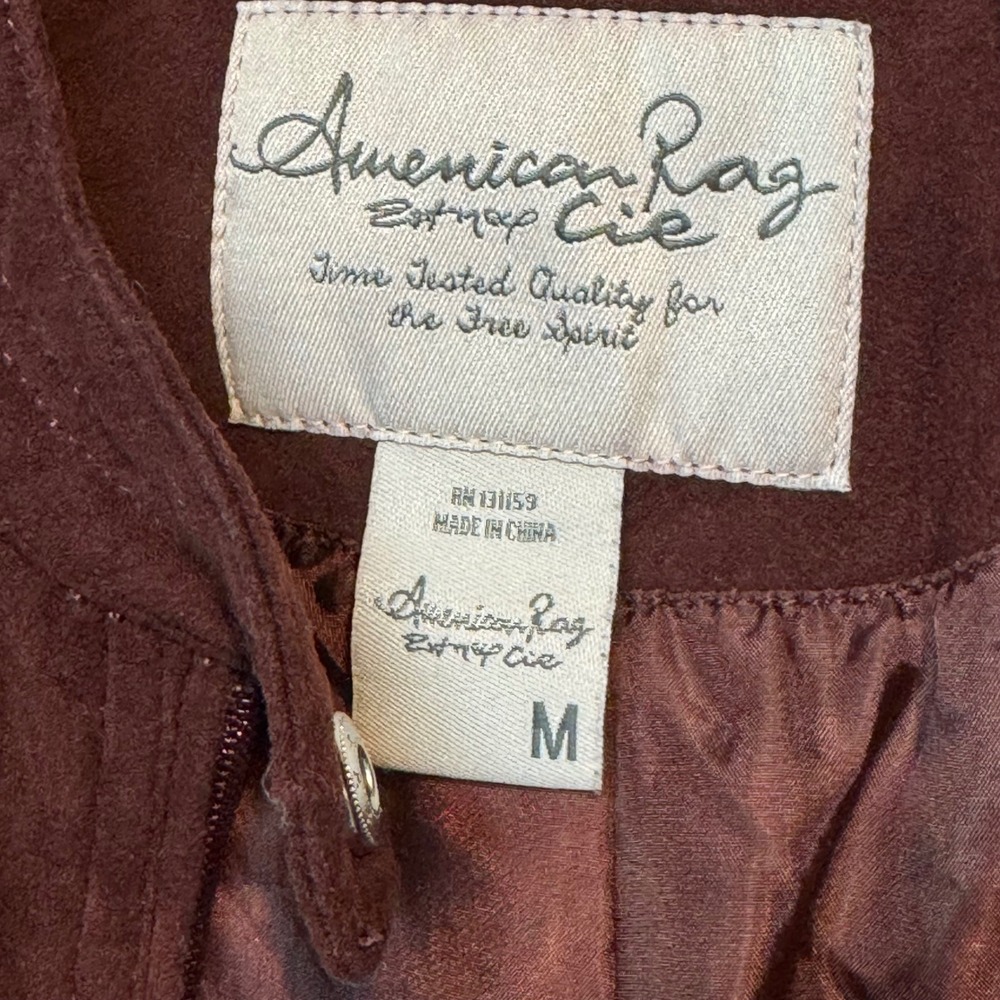 American Rag Cie Burgundy Faux Suede Moto Jacket Womens Size M S/KK3066ARZF - Picture 3 of 6